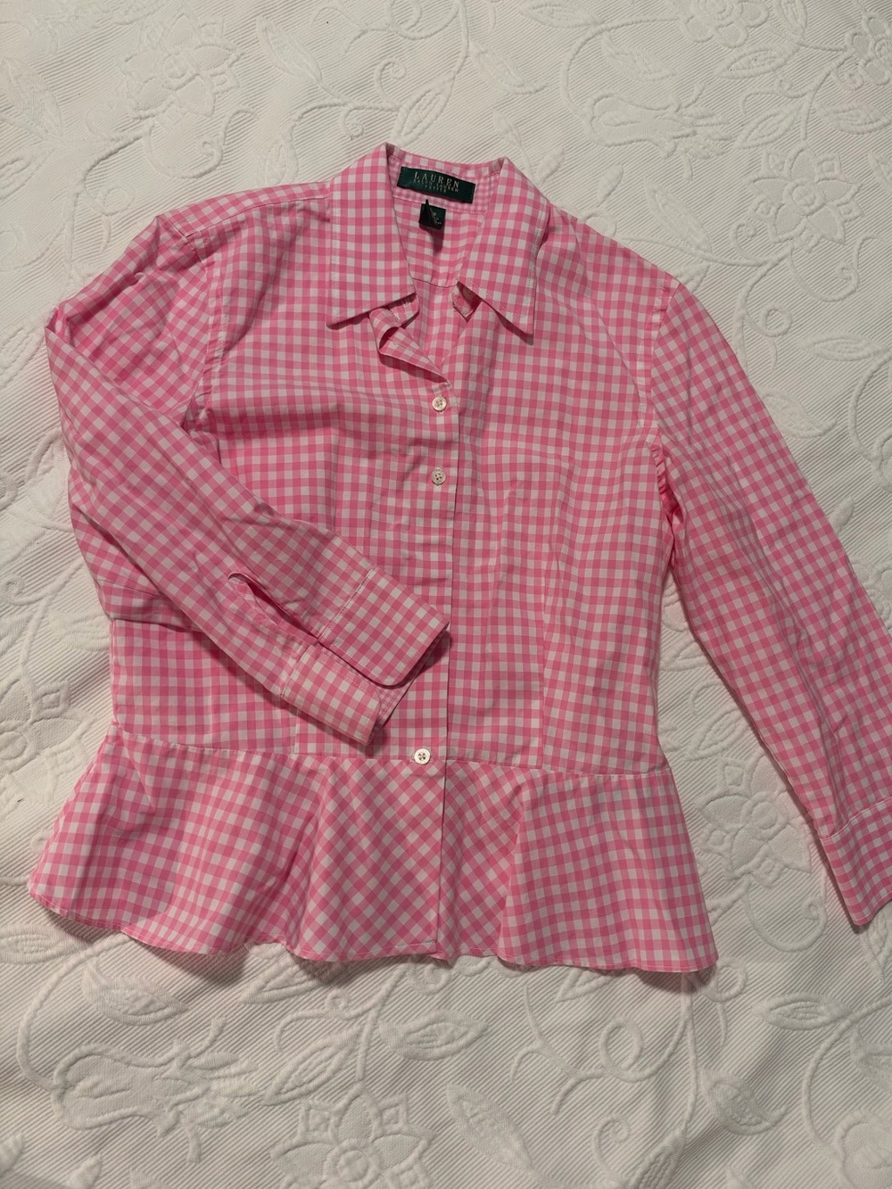 Lauren Ralph Lauren Petite Pink Gingham Button up